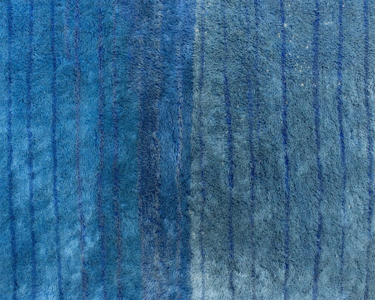 Avalo-Hand Knotted Moroccan Blue Rug, luxurious wool, elegant modern design detail 3