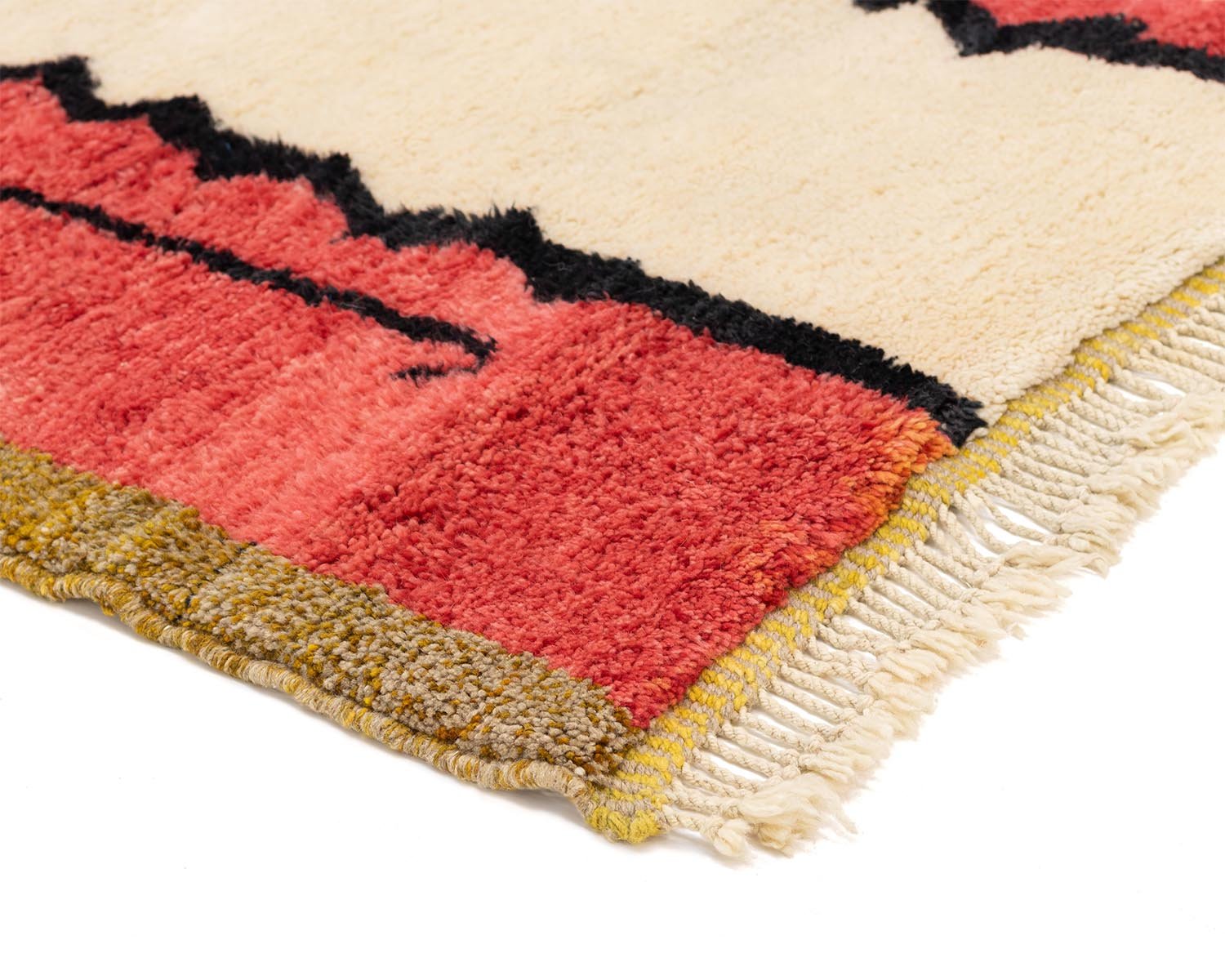 Dogon-Hand Knotted Moroccan Rug, luxurious wool, elegant modern design frange detail