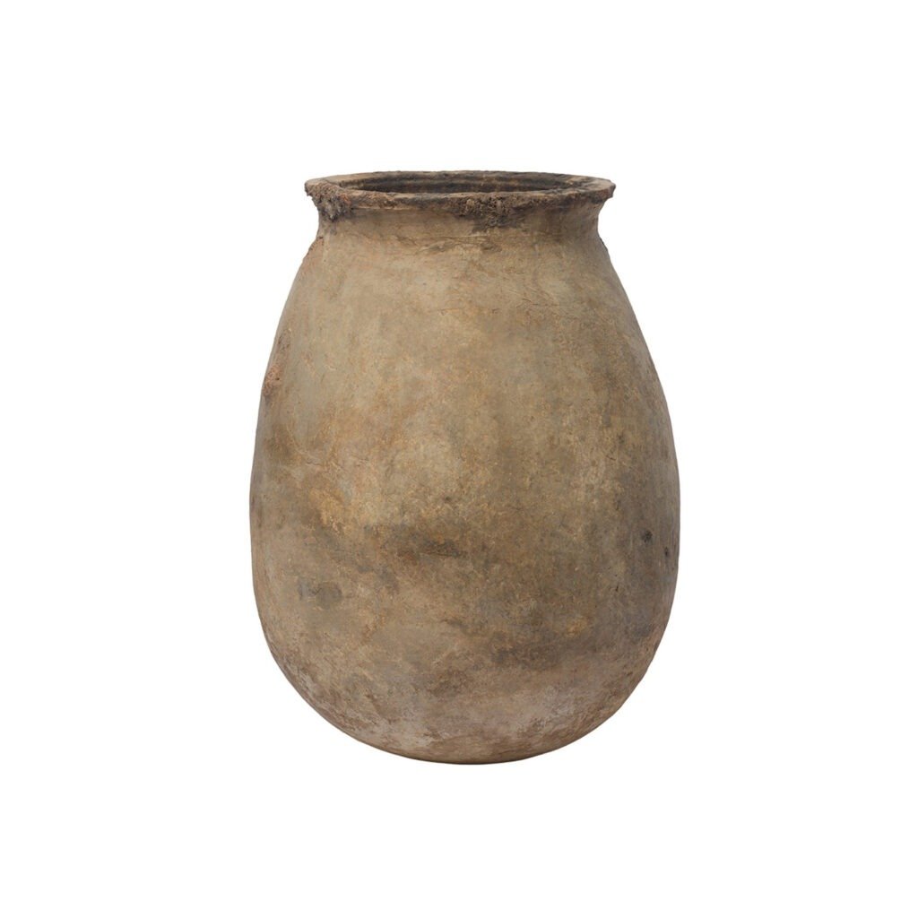 Large Vintage Terracotta Dates and Spices Jar from Moroccan Berber Community on a white background