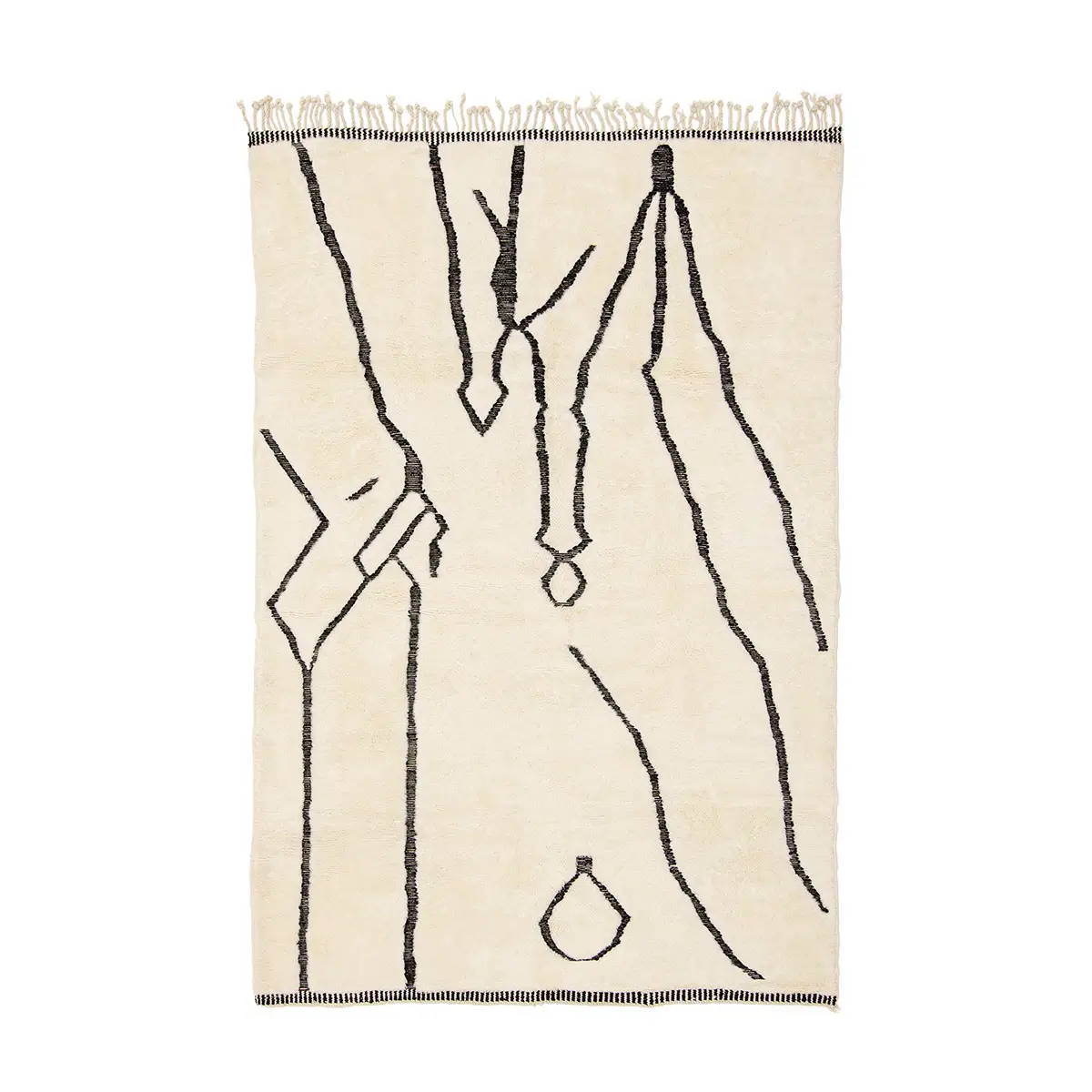 Limeria-Hand-knotted-Black-Ivory-Wool-Rug-Azelestudio (1) Limeria - Image 1